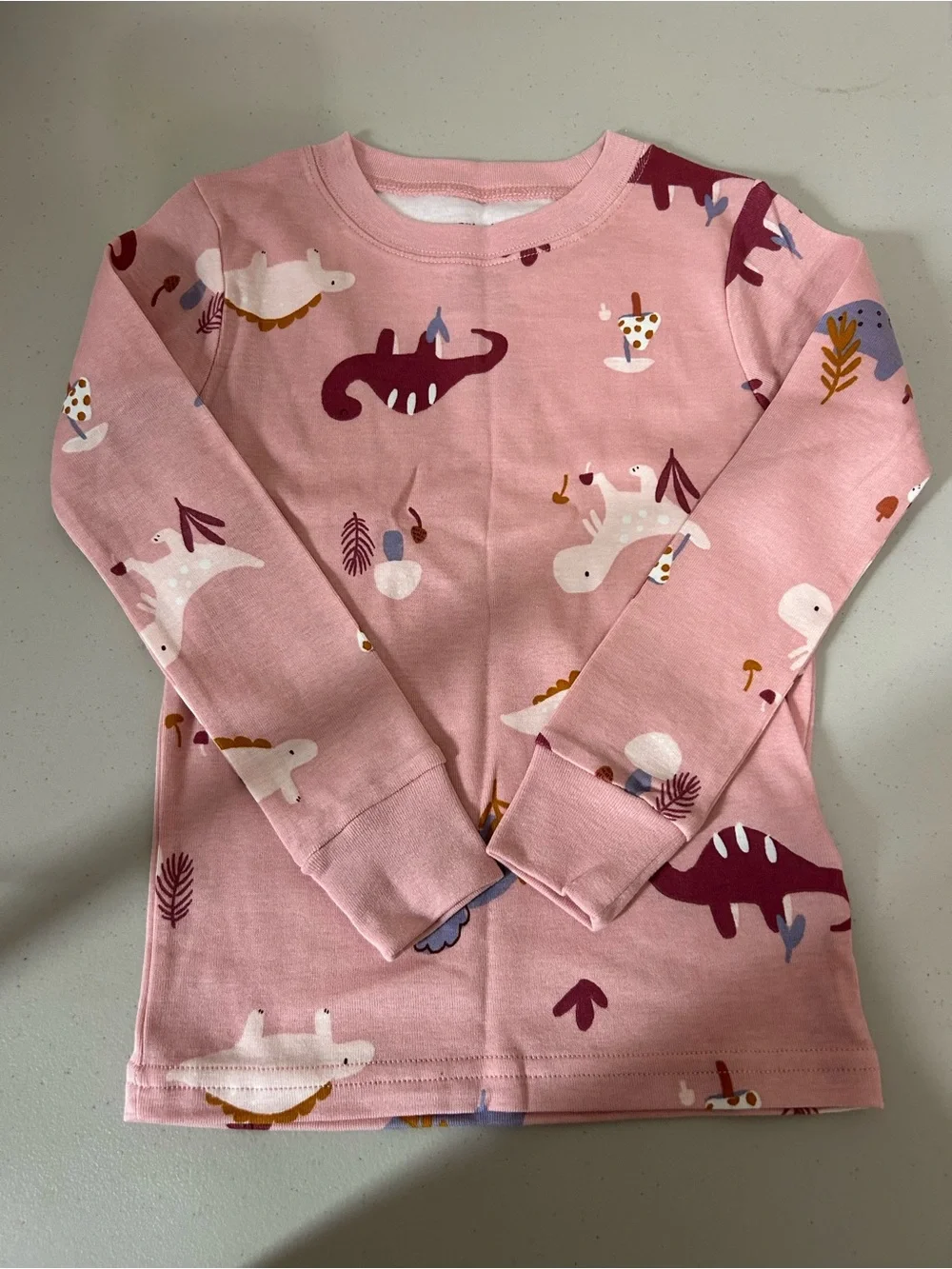 Carter's Pink & Light Gray Dinosaur Pajama Set with Heart Motif